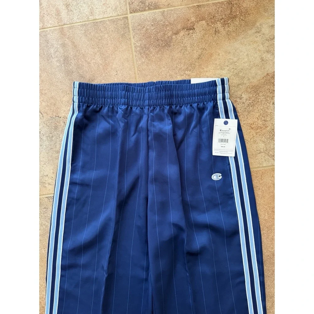 Champion Women's Game Set Match Pants~ Blue Depths Pinstripe Size L NWT